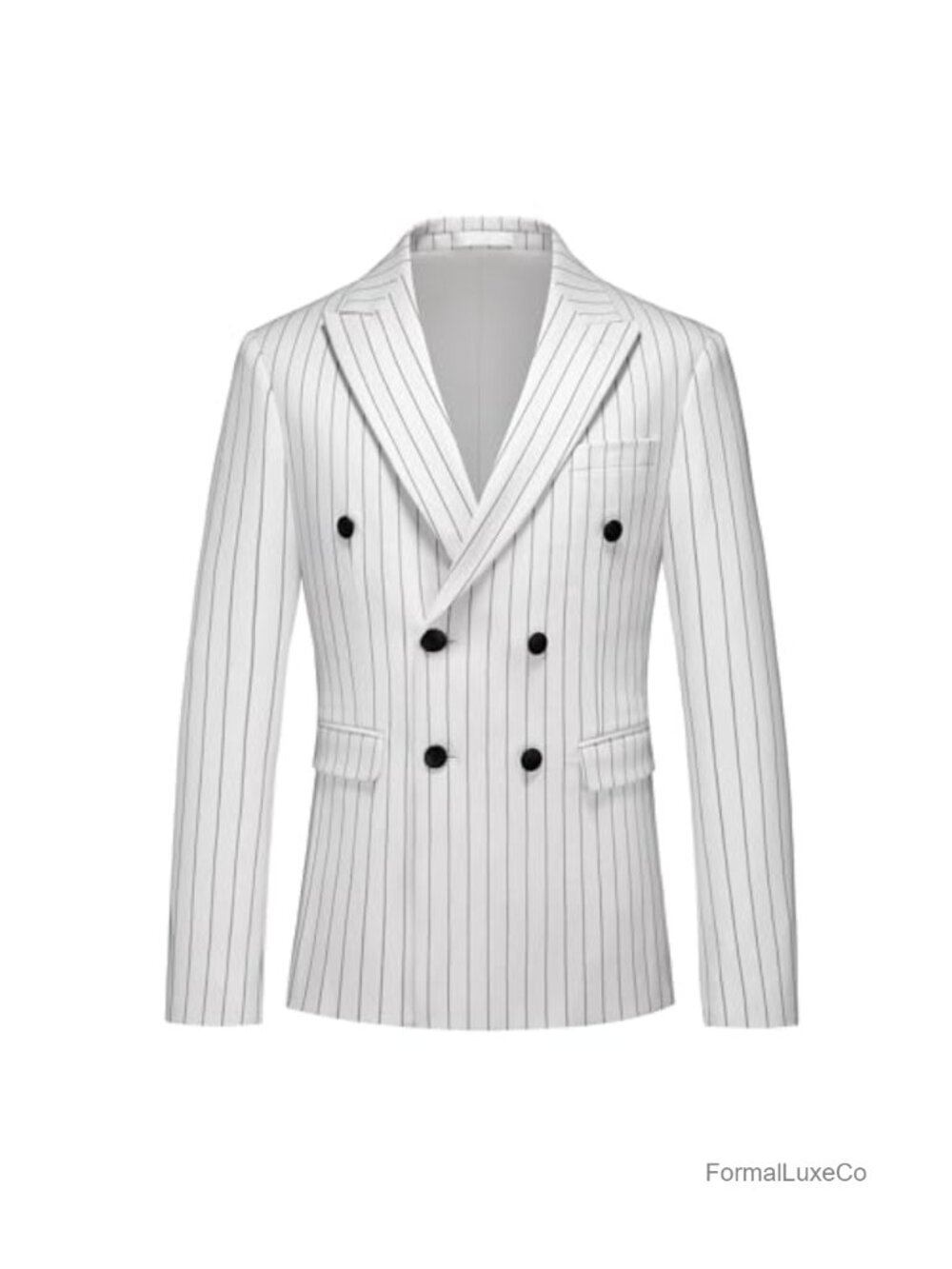 Men's Slim Fit Pinstripe Sport Coat Blazer Polyester Blend Business Casual